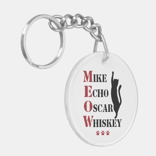 Porte-clés Mike Echo Oscar Whiskey MEOW Cat (Devant gauche)