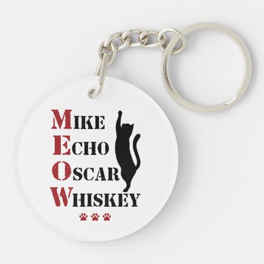 Porte-clés Mike Echo Oscar Whiskey MEOW Cat (Dos)