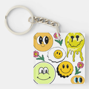 Porte-clés Mikitiez Jeu d'oreiller Smileyface Jardin jaune