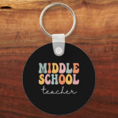 Porte-clés Milieu Enseignant Retro Super Joyeux Premier Jour (Verso)