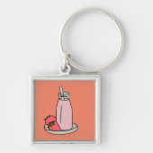 Porte-clés Milkshake fraise rétro rose (Devant)