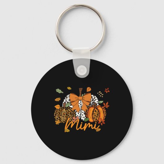 Porte-clés Mimi Thanksgiving Leopard Citrouille Coquette Bow (Recto)