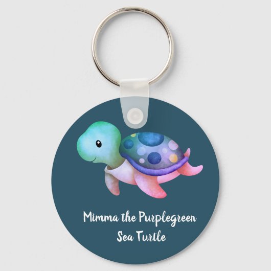 Porte-clés Mimma mignonne Tortue verte violette (Recto)