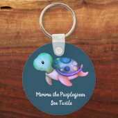 Porte-clés Mimma mignonne Tortue verte violette (Recto)