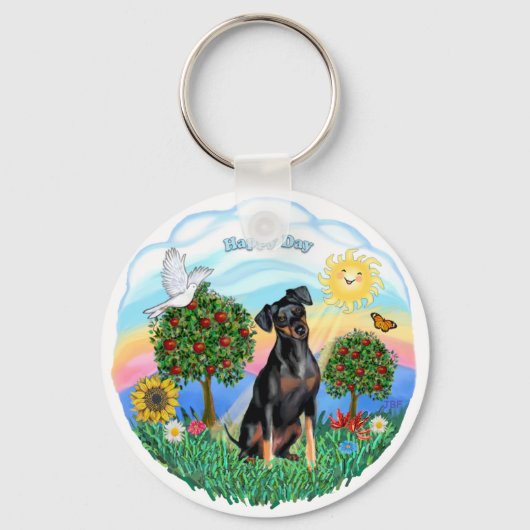 Porte-clés Min Pin (oreilles naturelles) (Recto)