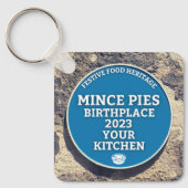 Porte-clés Mince Pies Lieu de naissance - Plaque Bleue (Recto)