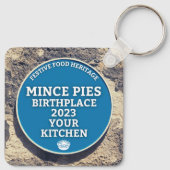 Porte-clés Mince Pies Lieu de naissance - Plaque Bleue (Dos)