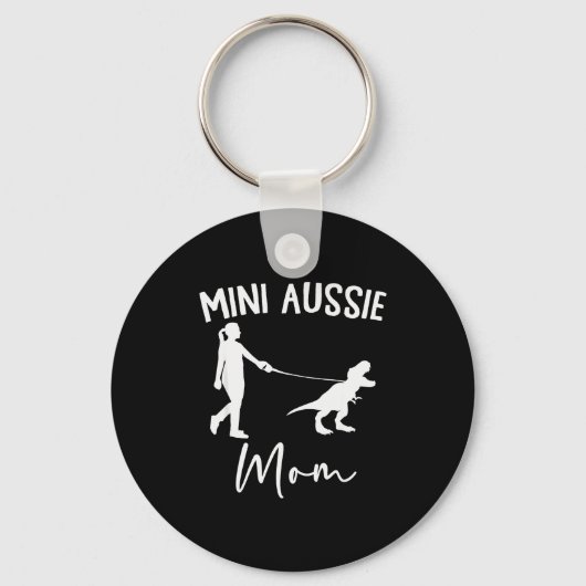 Porte-clés Mini Aussie Maman Berger Australien Dinosaure F (Recto)