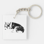Porte-clés Mini Corgi, Carreau Graphique (Dos)