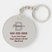 Porte-clés Mini-Crochet rouge cerise Nom du monogramme (Dos)