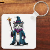 Porte-clés Mini sorcier chat avec bâton magique (Verso)