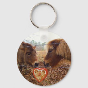 Porte-clés Miniature Donkey & Horse Valentine Heart