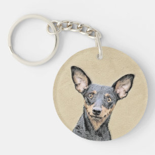 Porte-clés Miniature Pinscher Peinture mignonne Chien Art ori