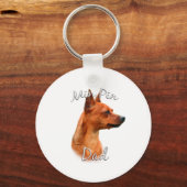 Porte-clés Miniature Pinscher (rouille) Papa 2 (Recto)