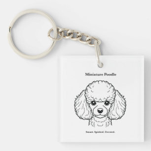 Porte-clés Miniature Poodle Portrait Black Line Illustration