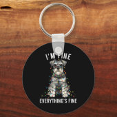 Porte-clés Miniature Schnauzer Christmas I'm Fine Everything (Recto)