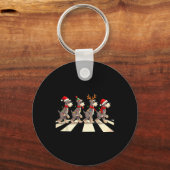 Porte-clés Miniature Schnauzer Dog Crossing Road Noël (Recto)