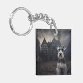 Porte-clés Miniature Schnauzer Halloween Effrayant (Devant gauche)