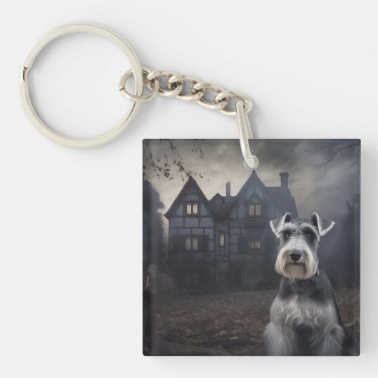 Porte-clés Miniature Schnauzer Halloween Effrayant (Devant)