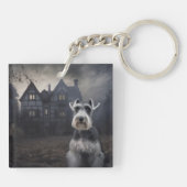 Porte-clés Miniature Schnauzer Halloween Effrayant (Dos)