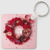 Porte-clés Minimal Couple Silhouette Romantic Valentine Heart (Dos)