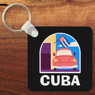 Porte-clés Minimal Cuba Island Voyage Vintage Rétro
