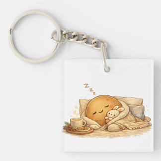 Porte-clés Minimal Napping Potato Soft Brown Line Art