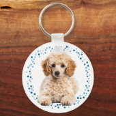 Porte-clés Minimal Pastel Blue Poodle | Custom Name & Photo (Verso)
