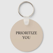 Porte-clés Minimal Prioriser Vous Citation Beige (Verso)