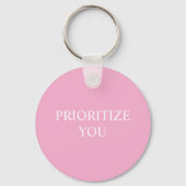 Porte-clés Minimal Prioriser Vous Citation Rose Poussiéreuse (Verso)