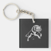 Porte-clés Minimal White Line Wolf Keychain (Devant)
