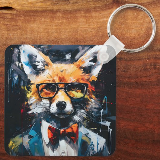 Porte-clés Minimalist Abstract Suited Fox (Verso)