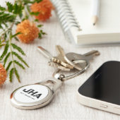 PORTE-CLÉS MINIMALIST BLACK THREE LETTER MONOGRAM NAME WHITE (Côté )