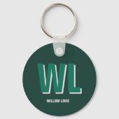Porte-clés Minimalist Emerald Green Personalized Monogram  (Recto)