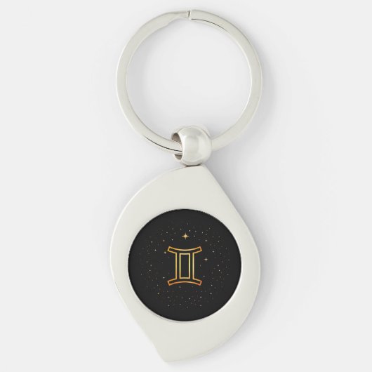 Porte-clés Minimalist Gold Gemini Zodiac Keychain (Devant)