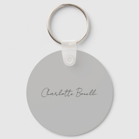 Porte-clés Minimalist Handwritten Script Name Grey (Recto)