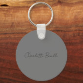 Porte-clés Minimalist Handwritten Script Name Grey (Verso)