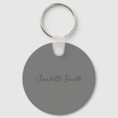 Porte-clés Minimalist Handwritten Script Name Grey (Verso)