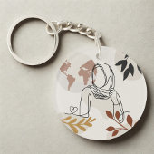 Porte-clés Minimalist Hijab Line Art Circle -Acrylic Keychain