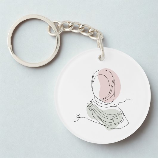 Porte-clés Minimalist Hijab Line Art Circle -Acrylic Keychain