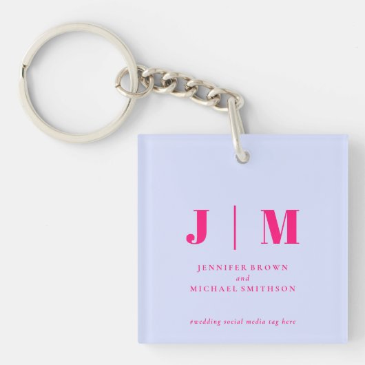 Porte-clés Minimalist Lilac Pink Simple Monogram (Devant)