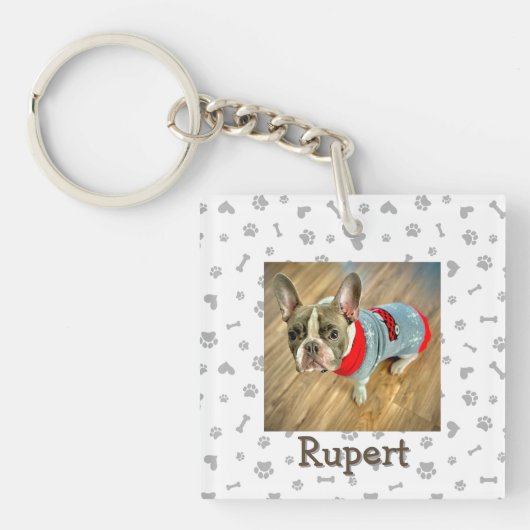 Porte-clés Minimalist Personalized Dog Lover Photo Keychain (Devant)