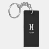 PORTE-CLÉS MINIMALIST WHITE ONE LETTER MONOGRAM NAME BLACK (Devant gauche)