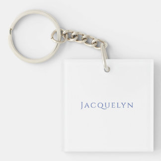 Porte-clés Minimaliste Blanc Bleu Simple Élégant Moderne Nom