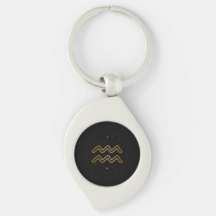 Porte-clés minimaliste en or du zodiaque Verseau C