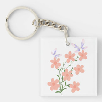 Porte-clés Minimaliste Fleurs de Pêche en Vaporisateur Vector