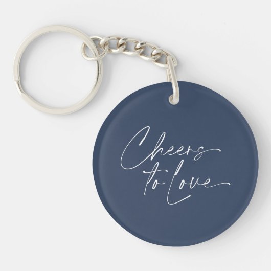 Porte-clés Minimaliste Mariage Navy (Devant)