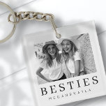 Porte-clés Minimaliste moderne chic Best Friends BFF Photo<br><div class="desc">Design is composed of fun and playful typographiy with sans serif and serif font. Add a custom photo.</div>