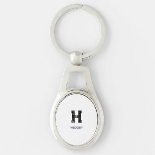 PORTE-CLÉS MINIMALISTE NOIR MONOGRAMME À UNE LETTRE NOM BLANC