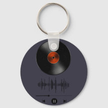 Porte-clés minimaliste onde sonore disque vinyle c